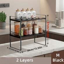1pc Kitchen Cabinet Storage Rack, Iron Dish Organizer Rack With Multiple Layers, Multifunctional Countertop Storage Shelf, Available In 3 Sizes And 2 Colors
