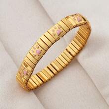 1PC Stylish And Simple Elastic Stainless Steel Bracelet With Paw Prints And Leopard Print Patterns, Suitable For Women's Daily Wear And As A Holiday Or Birthday Gift