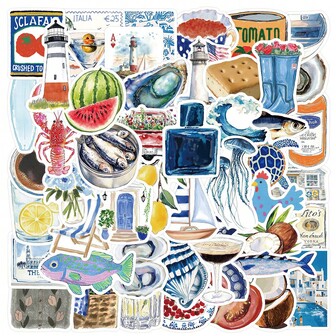 50pcs/Pack Vast Ocean Stickers For Laptop, Tablet, Phone Case, Notebook, Skateboard, Guitar Decor, School Supplies, Back To School