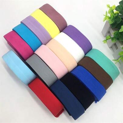 2Yards 1" (25mm) Elastic Ribbon Fold Over Elastic Spandex Satin Band Ties Hair Accessories Lace Trim