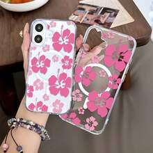 Blue Flowers Floral Print Pattern Premium Magnetic Phone Case For Compatible With  IPhone16/16Pro/16Promax/16Plus/15/15Pro/15Promax/15PLUS/14/14Pro/14Promax/14Plus/13/13Pro/12/11/11Pro/11 Promax/Xs/Xsmax, For Compatible With Samsung Galaxy S22/S23/S24/S25/Plus/FE/Edge/Ultra,Fashion Female Summer Unique Cases Transparent Shockproof Anti-Drop Ultra-Thin Design Acrylic+Tpu Hard Back Non-Yellowing Clear Protection Cover Men Casing Girl Women Ultimate Protective Fundas Para Protectores De Celulares Accessories Friend Gift Aesthetic Protector Forro De Teléfono - 無色 - 查看 2