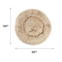 Calming Donut Dog Cat Bed Medium 30in Shag Faux Fur Orthopedic Support Water Resistant Easy Wash Cozy Sanctuary - Multicolor - View 9