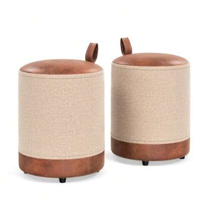 Kit 02 Puff redondo Banqueta Suporta Até 120KG Quarto Sala Puff Para Penteadeira - 02 Unidades - EURO