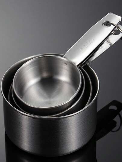 4pcs/8pcs Stainless Steel Measuring Cup Set, Multi-Piece Kitchen Measuring Tools, For Cooking And Baking, Measure Dry Ingredients And Liquids