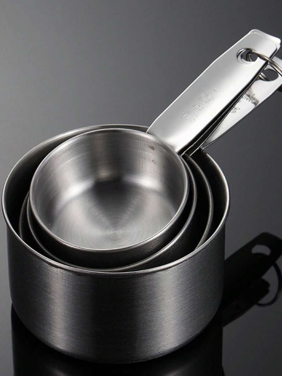 4 件/8 件不锈钢量杯套装，多件套厨房测量工具，用于烹饪和烘焙，测量干性成分和液体