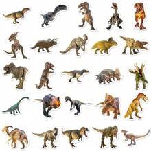 50张逼真恐龙贴纸套装，种类繁多，霸王龙、三角龙、翼龙、剑龙。防水乙烯基材质，适用于物种学习、日记本、剪贴簿、恐龙爱好者礼物 - 送礼佳品以及行李/派对装饰
