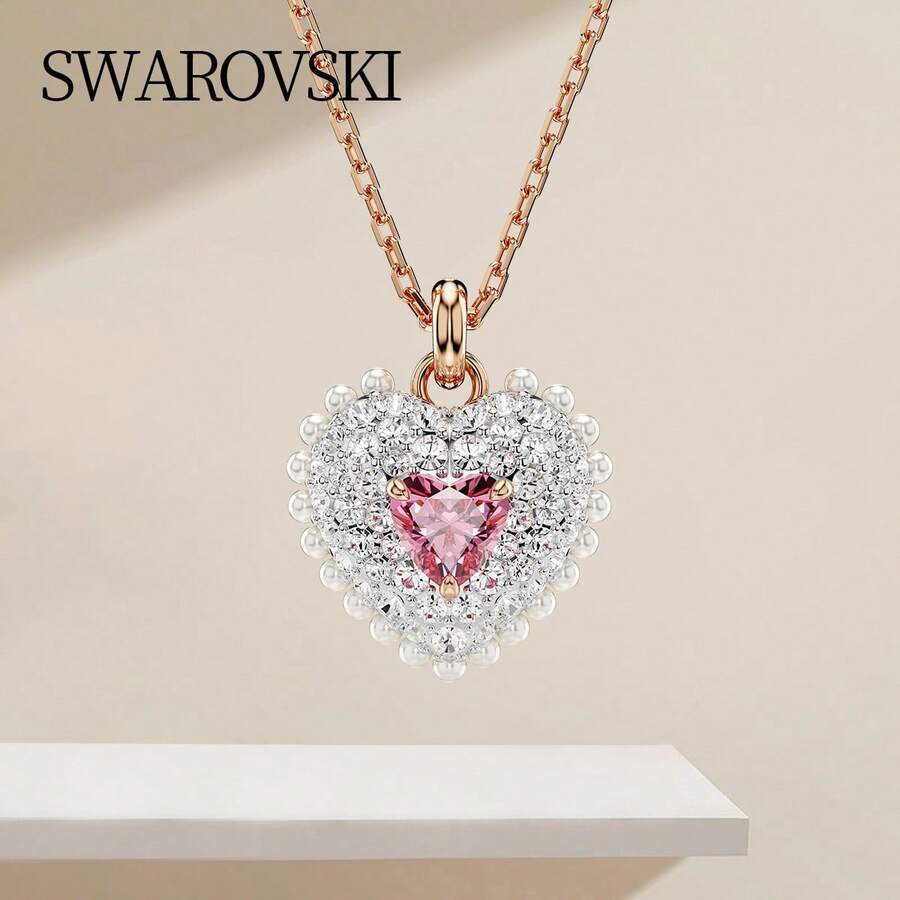 Swarovski IDYLLIA Pink Release Heart Imitation Pearl Double-Sided Necklace Female 5683936 - Pink - View 1