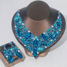 4pcs Women Jewelry Set: Necklace, Earrings, Bracelet, Fashion Rhinestone Elegant Accessory, Suitable For Wedding, Party, Formal Occasions