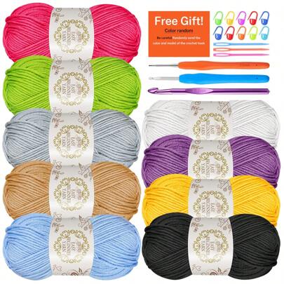 6 pièces/10 pièces Set d'aiguilles à tricoter à plusieurs branches, idéal pour les écharpes tricotées, le crochet pour débutants, les pelotes de laine pour interactions avec les amis et la famille, les bonnets, sacs, gants, poupées, sets de table, dessous de verre