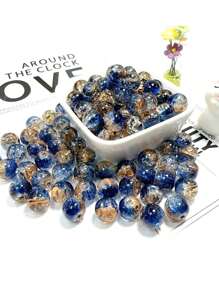 A Set Of 50 Mixed Color Glass Crack Beads - Shiny 10mm Round Glass Beads, Suitable For DIY Jewelry Making, Bracelets, Necklaces, Earrings - Carefully Selected Varieties, No Power Required, Glass Bead Products