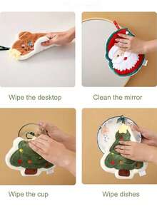 Prosop de bucătărie de Crăciun, material din lână de coral, prosop de agățat în stil nordic pentru uz casnic, prosop de copt, prosop absorbant, absorbție instantanee și uscare rapidă, fără miros. Absorbție de 3 ori a apei, stiluri și culori multiple, material moale, potrivit pentru baie/oglindă/bucătărie/birou/restaurant/toaletă etc.