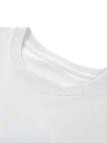 Men's T-Shirt With Front Print In Beige, Oversized Modeling, Give Me A Modern Casual Look - 白色 - 查看 5