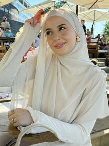 1 pieza Hijab musulmán para mujer, chal de gasa de unicolor, adecuado para uso diario en todas las estaciones