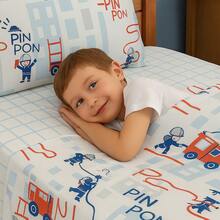 3-Piece Children's Sheet Set, Fun, Colorful Prints, Elastic - Fireman - View 3