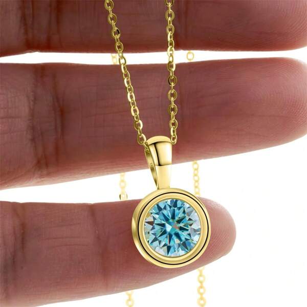 925 Sterling Silver Moissanite Women's Pendant Necklace - D Color 2CT (8mm) Luxury Jewelry | Minimalist Engagement/Wedding Necklace For Daily, Dating, Party Wear | Birthday, Anniversary, Valentine's Day, Thanksgiving, Christmas Gift For Girlfriend & Friends