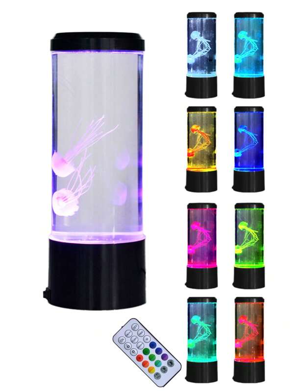 Lámpara de acuario con diseño de medusas, luz nocturna RGB de acuario con control remoto y 12 colores LED, decoración de acuario, suministros para mascotas, regalo festivo