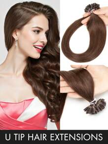 50 Strands U-Tip Hair Extensions 100% Real Human Hair Remy Quality Keratin Hot Fusion Straight Natural Soft Black Brown Blonde Highlights 12/16/20 Inch 30g Per Pack For Women All Ethnicities, Versatile Hair Styling | Natural Appearance | Highlighted Hair Strands, Hair Accessories