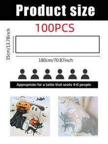 1 件/100 件 35*180 厘米万圣节鬼南瓜黑猫涤纶桌旗，南瓜、鬼、黑猫和蝙蝠，星星装饰，适用于万圣节派对、家庭聚会、餐桌装饰、节日餐桌装饰、万圣节派对用品 - 彩色 - 查看 10