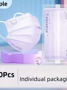 10片装现代风格3D一次性三层透气轻薄夏季口罩，采用熔喷布