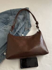 Bolso de hombro de media luna con tejido y color contrastante, adecuado para compras, billeteras, estudiantes universitarios, trabajadores de cuello blanco. Muy apropiado para oficinas, universidades, trabajo, negocios, traslados, actividades al aire libre, viajes y salidas