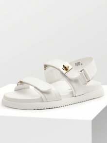 Flat Sandals For Women Comfortable Open Toe Summer Sandals Adjustable Fashion Dress Sandals - White - View 2