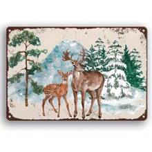 2D 平面，1 件，圣诞系列，圣诞老人，驯鹿，圣诞规则和姜饼屋，复古金属标牌适用于厨房、家庭、咖啡厅、酒吧、锡罐标签（11.81 英寸 X 7.87 英寸 / 30 厘米 * 20 厘米） - 彩色 - 查看 5