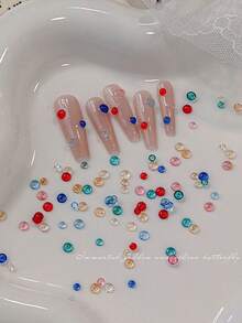 Resin Material Semi-Circle Bow-Knot Shaped Nail Art Decorative Beads, Random Mixed, Mini Colorful Transparent Nail Accessories For Summer