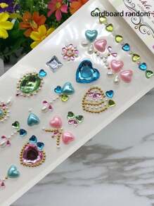 1 Stück zufällige Farbe Kristall Acryl Diamant Aufkleber für Mädchen, DIY handgefertigte dekorative Pentagramm und Pfauenform Juwel Aufkleber