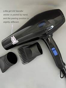 1pc Bunny Girl UV Printing UK Plug Hair Dryer, Includes Nylon Shockproof Housing, High Power One-Key Control Hair Dryer, Random Color Comb & Air Outlet Nozzle - UK Plug(220-240V) - View 12