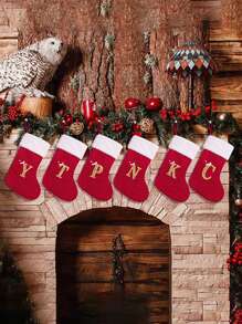 1 件，豪华红色针织圣诞袜，配有超柔软毛绒白色袖口 - 优雅的场景装饰、舒适的房间装饰、节日家居装饰、节日派对装饰和圣诞装饰必备品 - 多色 - 查看 1