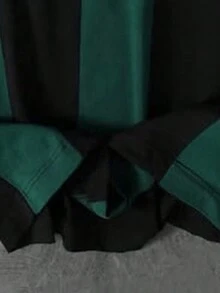 男士休闲条纹 Polo 衫，撞色套头衫，适合夏季，学院风上衣 - 墨綠色 - 查看 3