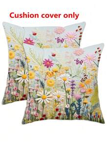 (Apenas Capa de Almofada) 2 Peças Capa de Almofada de Veludo de Pele de Pêssego com Impressão Floral de Pássaro, Capa de Almofada com Impressão por Sublimação, Decoração para Casa, Sala de Estar, Sofá, Quarto, Carro, Escritório, Estilo Rústico, Sem Enchimento de Almofada