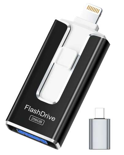 BLANBOK+ Clé USB 256 Go pour téléphone, clé USB 4 en 1 pour téléphone/tablette/téléphone portable Android/PC, clé USB 3.0 haute vitesse, extension de stockage externe pour téléphone, clé photo,