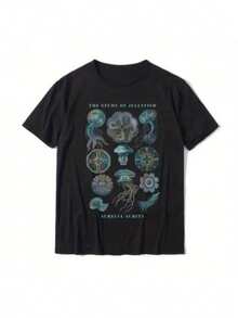 Earth Day The Study Of Jellyfish T-Shirt Cotton Birthday Tops T Shirt High Quality Men T Shirts Casual - Black - View 1