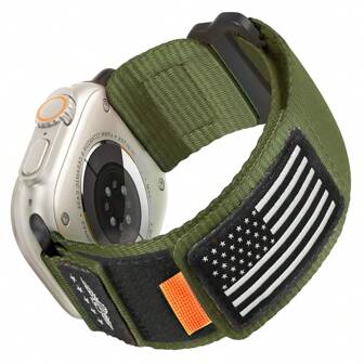 Rugged Nylon Band Compatible With Apple Watch Band 49mm 46mm 45mm 44mm, Soft Sport Loop Adjustable Wristbands Replacement Strap For Apple Watch Ultra 2/1 Series 10/9/8/7/SE/6/5/4/3, USA Flag Rugged Watch Bracelet American Flag Style