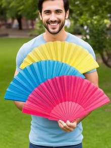 PC/5PCS塑料便携式手持球形风扇，中日婚礼装饰折叠，低调简约的送礼佳品，适合派对、婚礼、典礼、家居装饰，或作为礼物赠送他人、表演道具；适合DIY，适合派对主题或打造独特设计。（产品生产过程中存在轻微瑕疵，但不影响成品）