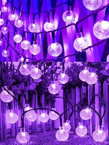 1 包太阳能 100LED/50LED/20LED 灯串，8 种照明模式，水晶球仙女灯，太阳能室内外闪烁圣诞灯，卧室派对婚礼圣诞树花园装饰，暖白/彩色/白色/紫色 IP65 防水 - 黑色 - 查看 6
