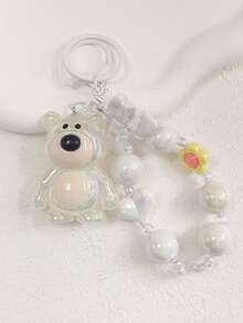1 件时尚渐变可爱卡通亚克力熊钥匙扣 - 蝴蝶结珍珠汽车和包包吊坠，非常适合女士情人节背包学校汽车配件哥特 Y2k 圣诞节礼物创意 - 彩色 - 查看 15