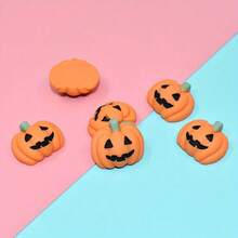 10pcs Halloween Thanksgiving Flat Pumpkin Small Decoration Glue Phone Stickers Accessories Kettle Stickers Materials