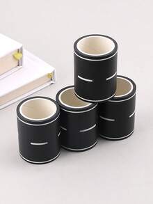 4 件套微型道路交通轨道，适用于娃娃屋迷你场景，模拟停车场道具套装，配有停车位标记贴纸和胶带，返校/返回校园季节学生手工 DIY 创意用品，场景装饰小道具