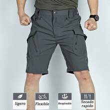 Pantalones Cortos Tácticos A Prueba De Agua Rápidos X9  Muchos Bolsillos,Bermudas Pantalones Cortos Tácticos Militares Impermeables - Gris - Ver 2