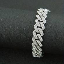 1pc Men's Luxury Fully Iced Out Rhinestone Hiphop Cuban Link Chain Bracelet - Bracelet - View 7