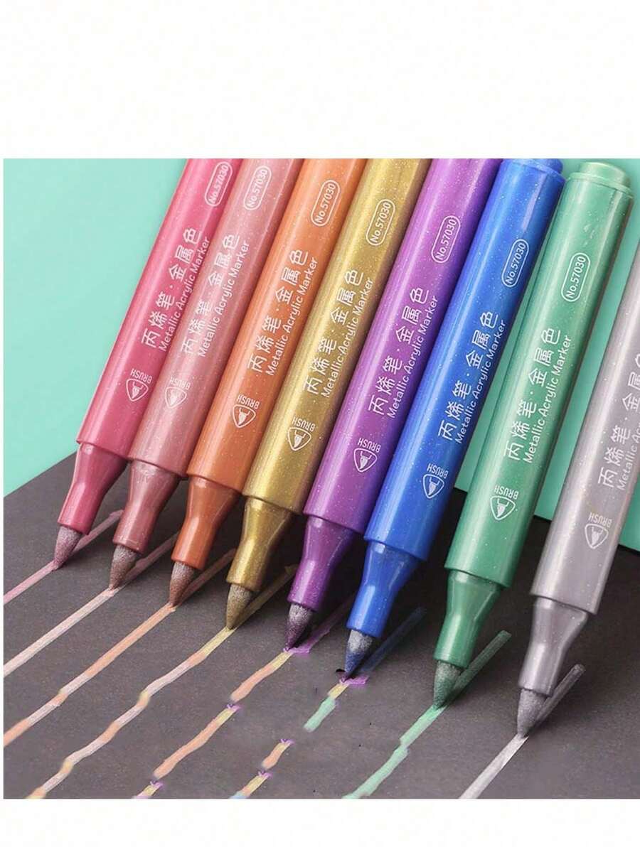 4pcs/8pcs Colorful Acrylic Paint Markers, Watercolor Soft Tip Oil-Based Paint Pens For DIY Drawing, Graffiti, Random Delivery - Multicolor - View 1