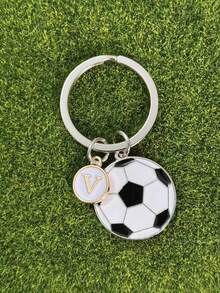1 个足球形钥匙扣，合金材质，油滴效果，初始设计，是送给朋友、男朋友、篮球俱乐部活动、体育活动、情人节、汽车配件、包包挂件、学校用品的理想礼物