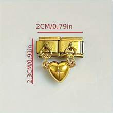 Elegant Italian Charm Bracelet, Stainless Steel Magnetic Heart-Shaped Couple Bracelet, Freely Combinable Single-Node Modular Accessories Pendant Jewelry, Adjustable DIY Jewelry Making Kit, Fashion Couple Accessories, Intimate Friends And Mother's Day Gift - Multicolor - View 9