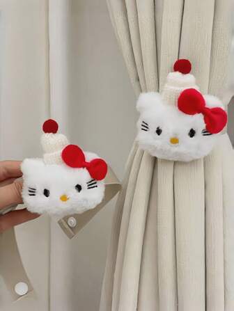 Sanrio 1pc/2pcs Hello Kitty Curtain Tiebacks,Kuromi Plush Curtain Buckle Strap,Melody Cute Fashion Home Decoration Strap, To Fix Curtains Enhance The Fun Of The Room