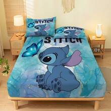 Disney Juego de sábanas de 3 piezas Disney - 1 sábana ajustable, 2 fundas de almohada (1*Sábana ajustable, 2*Fundas de almohada, Sin acolchado), Elegante, suave y cómoda, adecuada para dormitorios familiares, habitaciones de invitados, uso universal en todas las estaciones