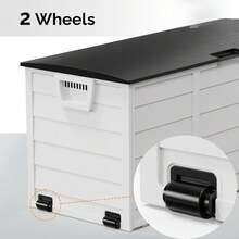 Caja de almacenamiento para exteriores de 75 galones, contenedores de plástico con tapa con cierre, muebles de caja de cubierta para jardín, piscina, balcón, patio - Blanco - Ver 3