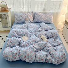 3pcs Minimalist Digital Printed Soft & Comfortable Bedding Set, 1*Duvet Cover + 2*Pillow Shams, No Filler, Skin-Friendly Peach Skin Printed Bedding Set, Suitable For Bedroom, Guest Room, King/Queen/Twin Size Bed, Breathable & Comfortable, Reversible, All Season, Machine Washable