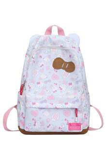 Sanrio Borsa a tracolla stampata coreana, leggera, impermeabile, con una sola spalla, alta capacità, con simpatico motivo KT cat, borsa versatile per cosmetici e forniture scolastiche, per il ritorno a scuola